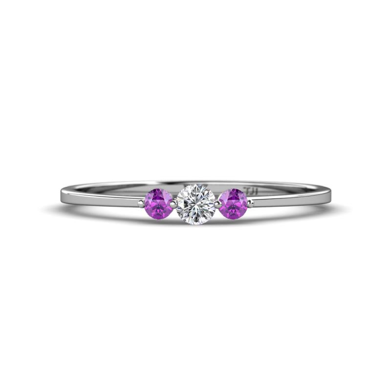 Shirley 3.50 mm Round Diamond and Amethyst Three Stone Engagement Ring 