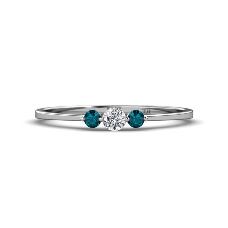 Shirley 3.50 mm Round Diamond and London Blue Topaz Three Stone Engagement Ring 