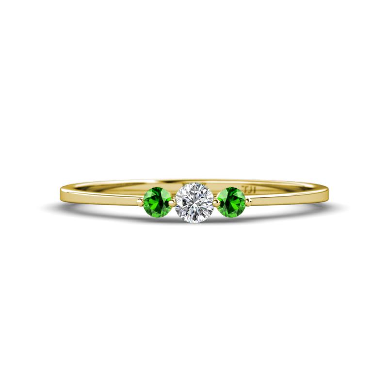 Shirley 3.50 mm Round Diamond and Green Garnet Three Stone Engagement Ring 