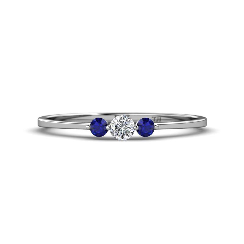 Shirley 3.50 mm Round Diamond and Blue Sapphire Three Stone Engagement Ring 