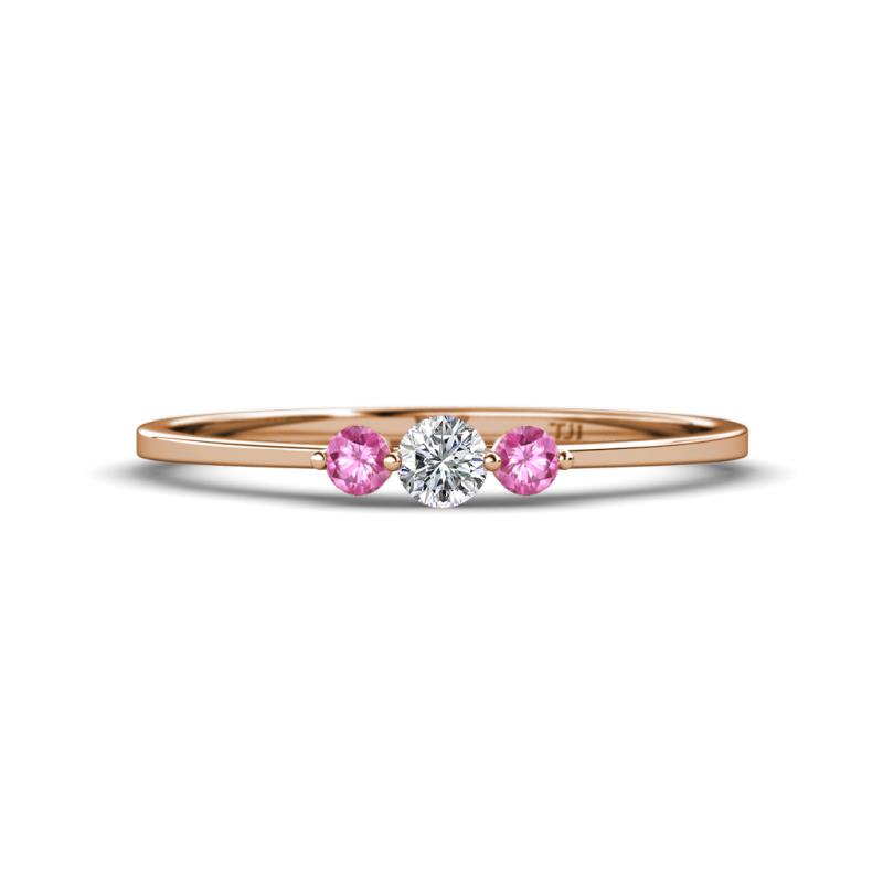 Shirley 3.50 mm Round Diamond and Pink Sapphire Three Stone Engagement Ring 
