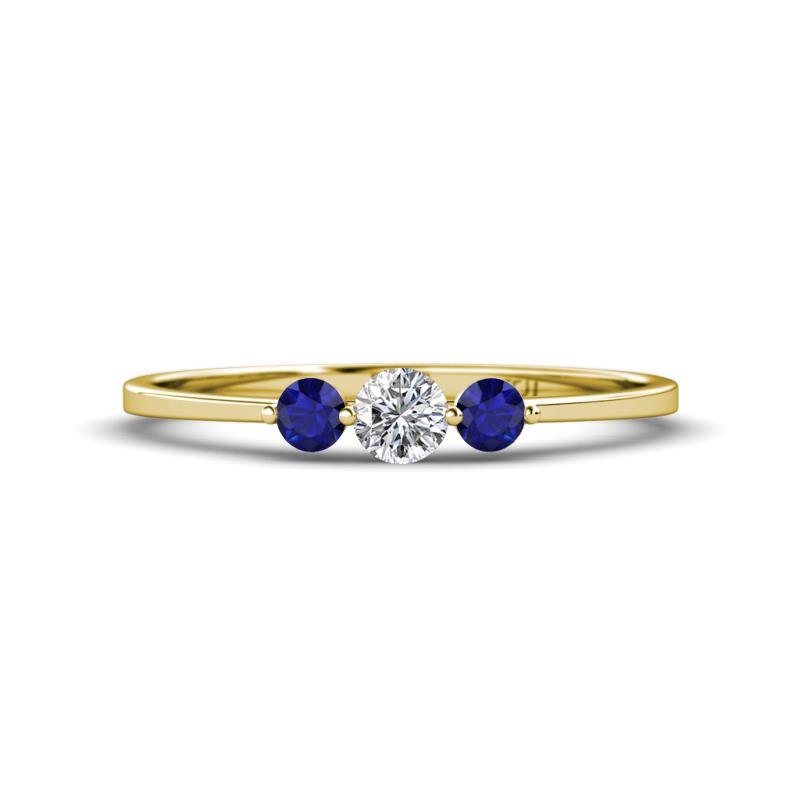 Shirley 4.00 mm Round Diamond and Blue Sapphire Three Stone Engagement Ring 