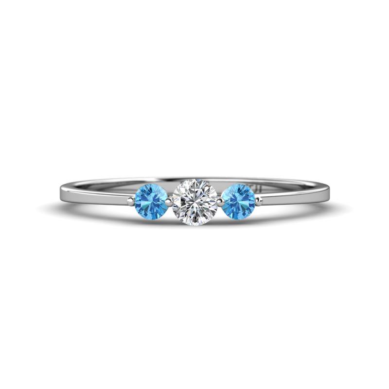 Shirley 4.00 mm Round Diamond and Blue Topaz Three Stone Engagement Ring 