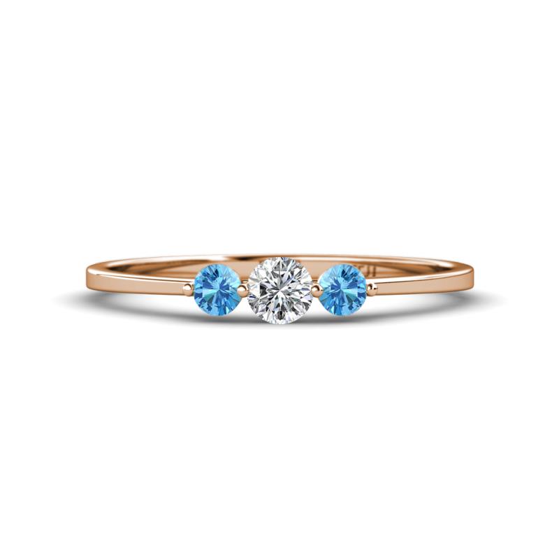 Shirley 4.00 mm Round Diamond and Blue Topaz Three Stone Engagement Ring 