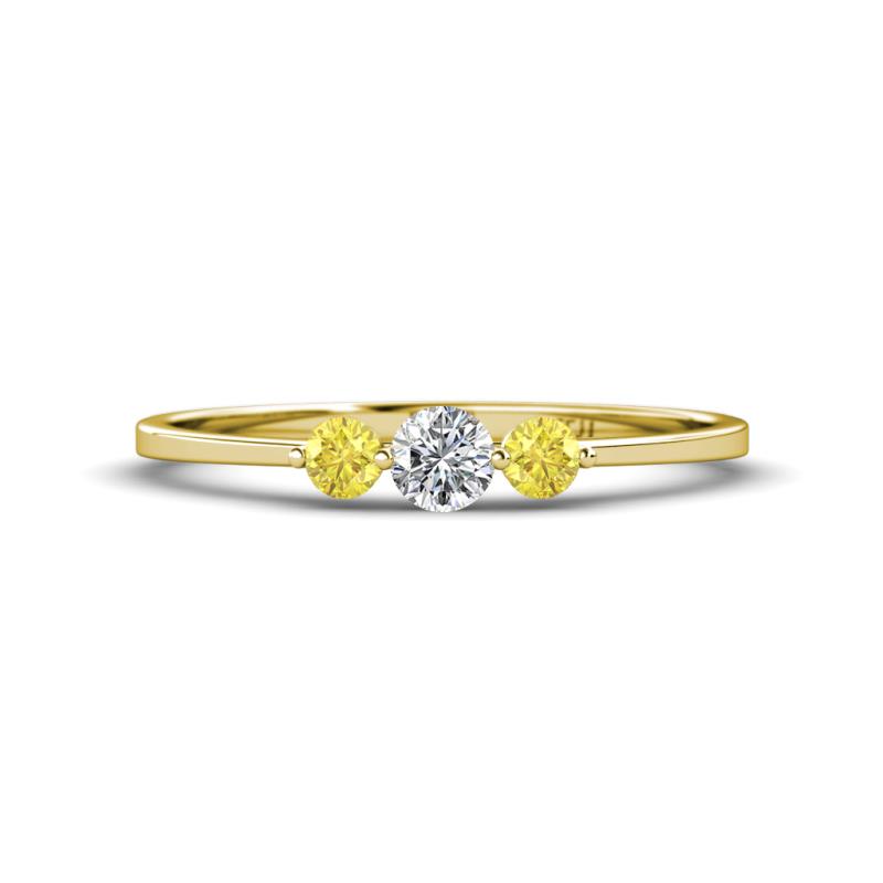 Shirley 4.00 mm Round Diamond and Yellow Sapphire Three Stone Engagement Ring 