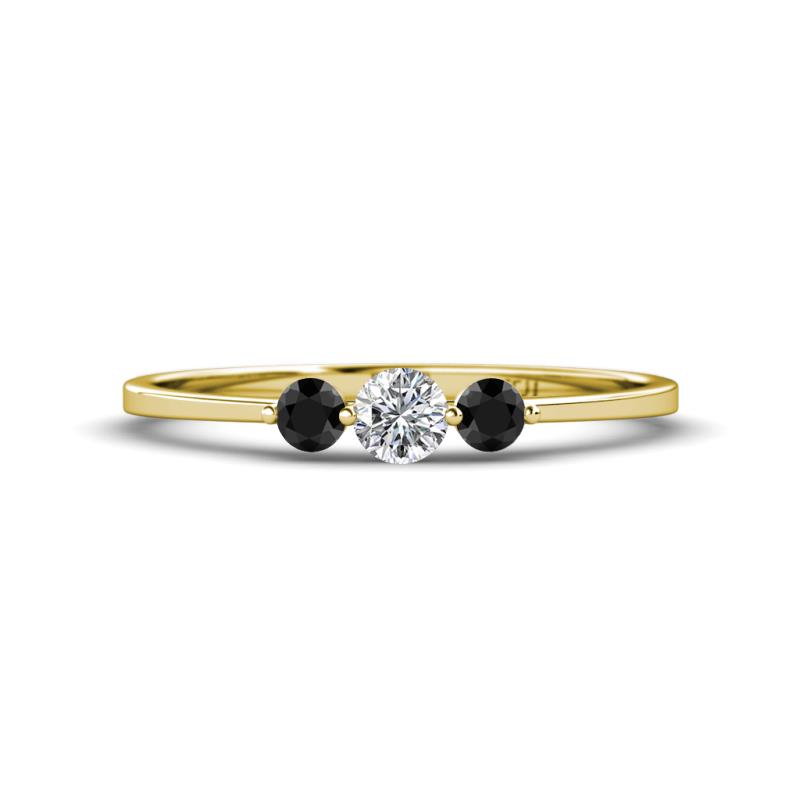 Shirley 4.00 mm Round Black and White Black Diamond Three Stone Engagement Ring 