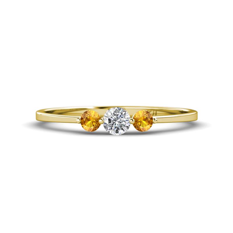 Shirley 4.00 mm Round Diamond and Citrine Three Stone Engagement Ring 