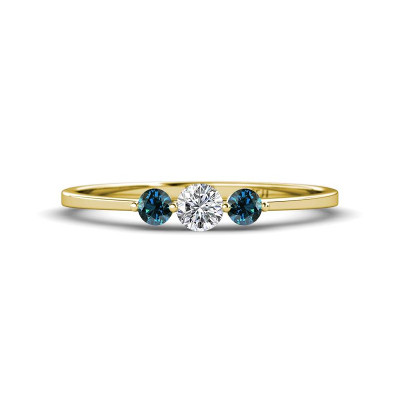 Shirley 4.00 mm Round Blue and White Blue Diamond Three Stone Engagement Ring 