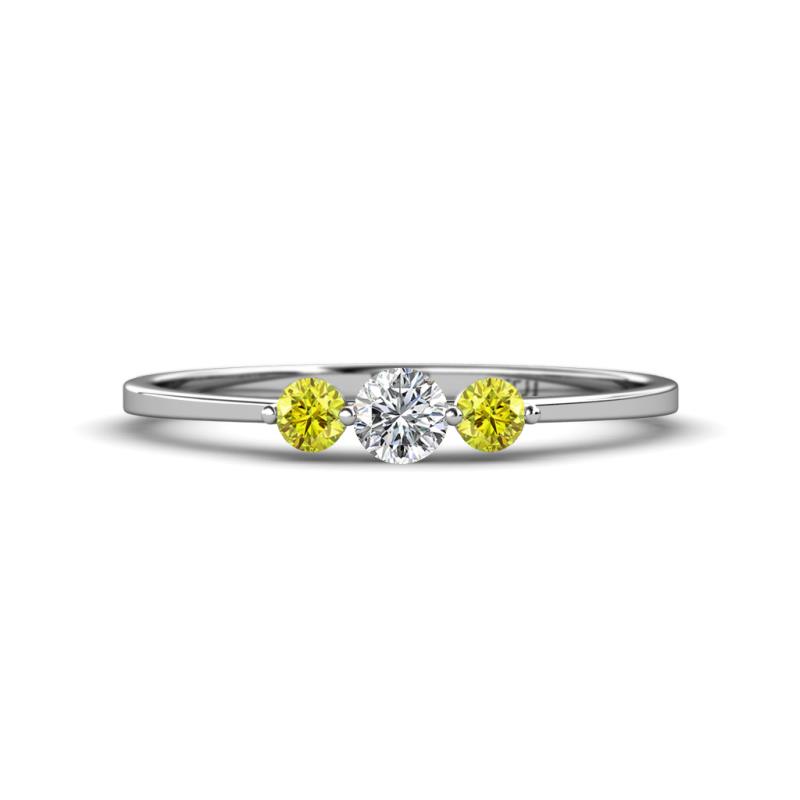 Shirley 4.00 mm Round Yellow and White Yellow Diamond Three Stone Engagement Ring 