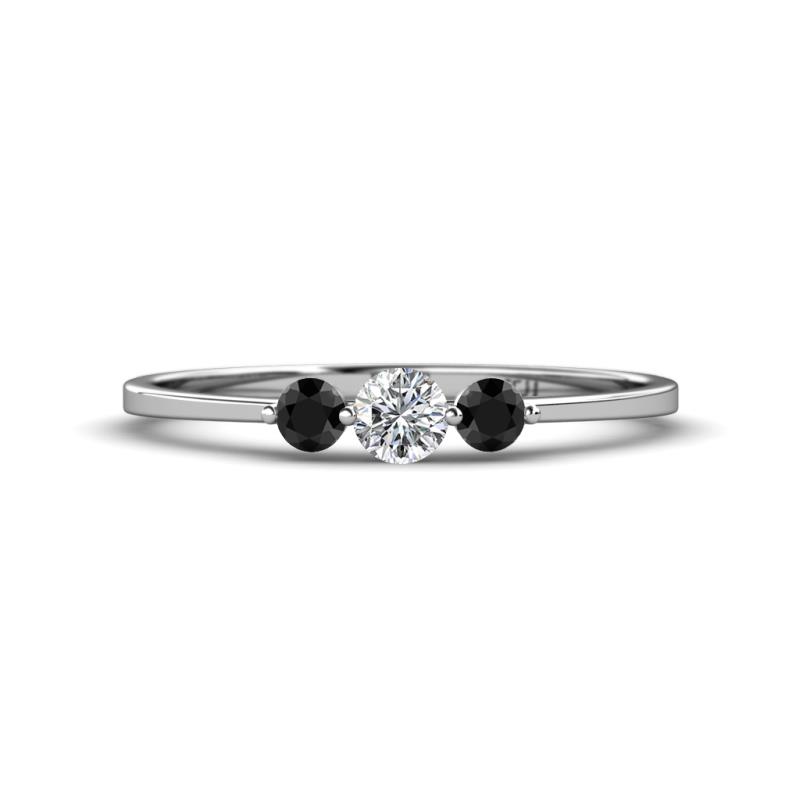 Shirley 4.00 mm Round Black and White Black Diamond Three Stone Engagement Ring 