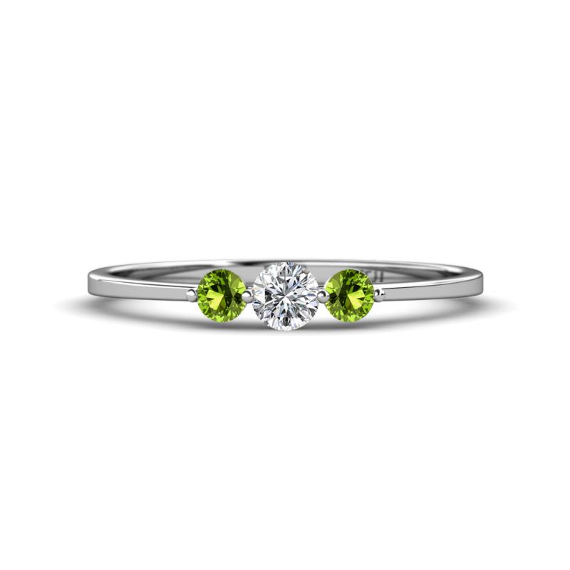 Shirley 4.00 mm Round Diamond and Peridot Three Stone Engagement Ring 