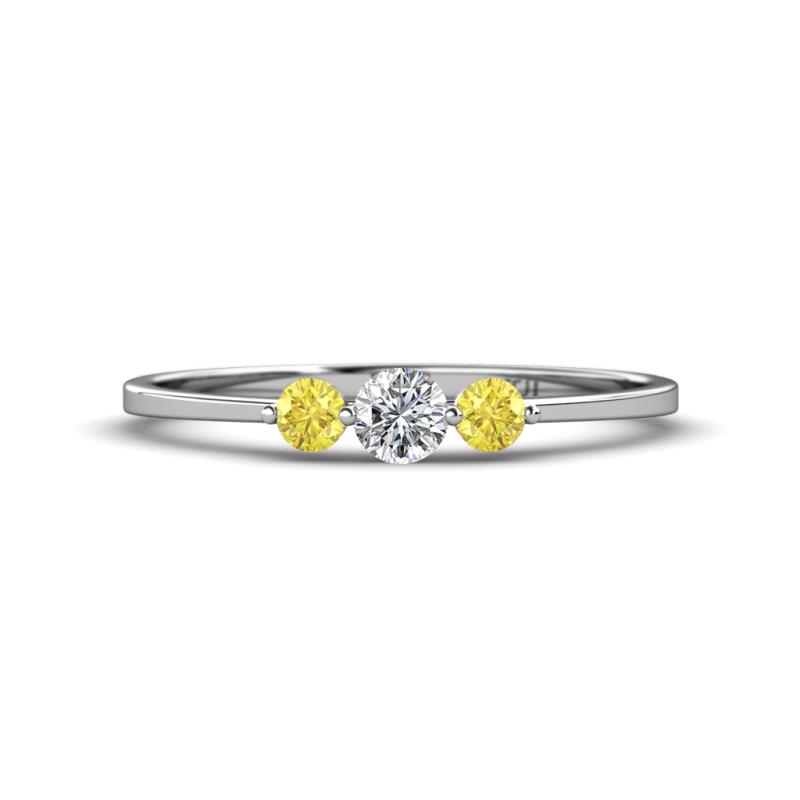 Shirley 4.00 mm Round Diamond and Yellow Sapphire Three Stone Engagement Ring 