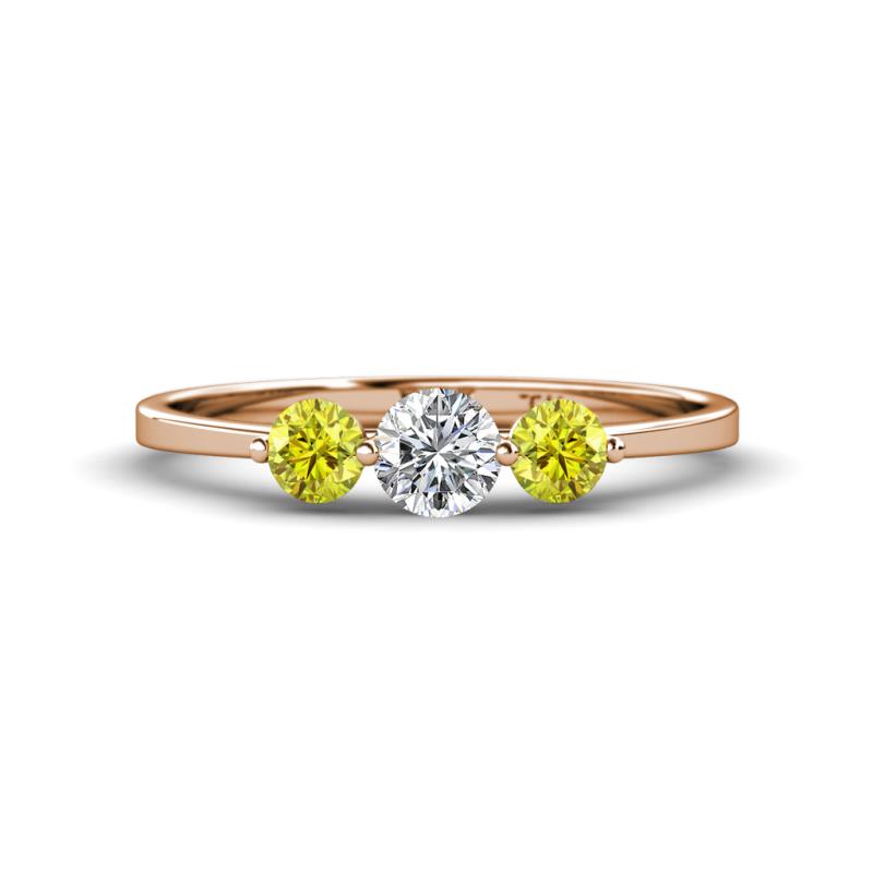 Shirley 5.00 mm Round Yellow and White Yellow Diamond Three Stone Engagement Ring 