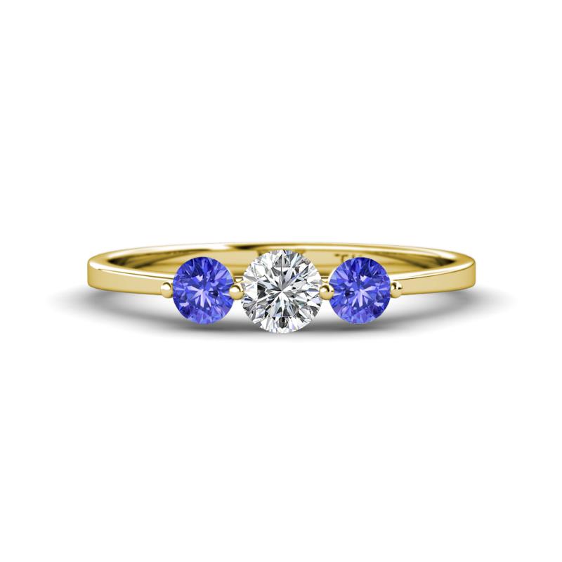 Shirley 5.00 mm Round Diamond and Tanzanite Three Stone Engagement Ring 
