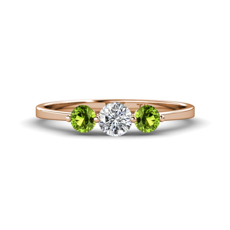 Shirley 5.00 mm Round Diamond and Peridot Three Stone Engagement Ring 