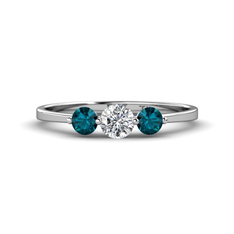 Shirley 5.00 mm Round Diamond and London Blue Topaz Three Stone Engagement Ring 