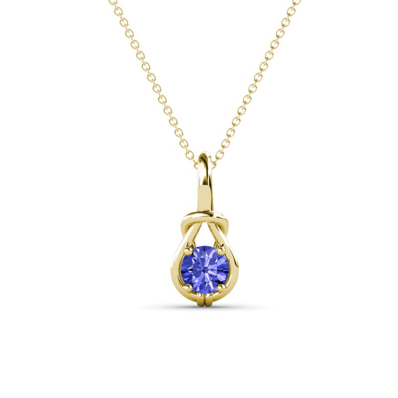 Caron 4.00 mm Round Tanzanite Solitaire Love Knot Pendant Necklace 