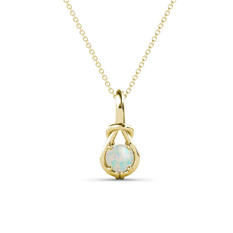 Caron 4.00 mm Round Opal Solitaire Love Knot Pendant Necklace 