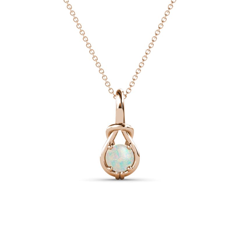 Caron 4.00 mm Round Opal Solitaire Love Knot Pendant Necklace 