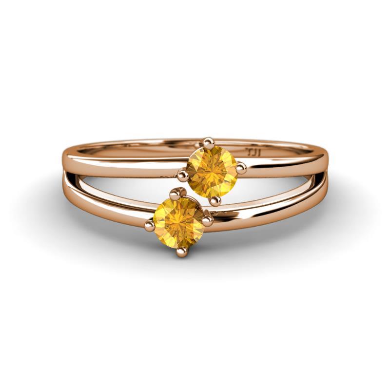 Ria 0.40 ctw (4.00 mm) Round Citrine Split Shank 2 Stone Engagement Ring 