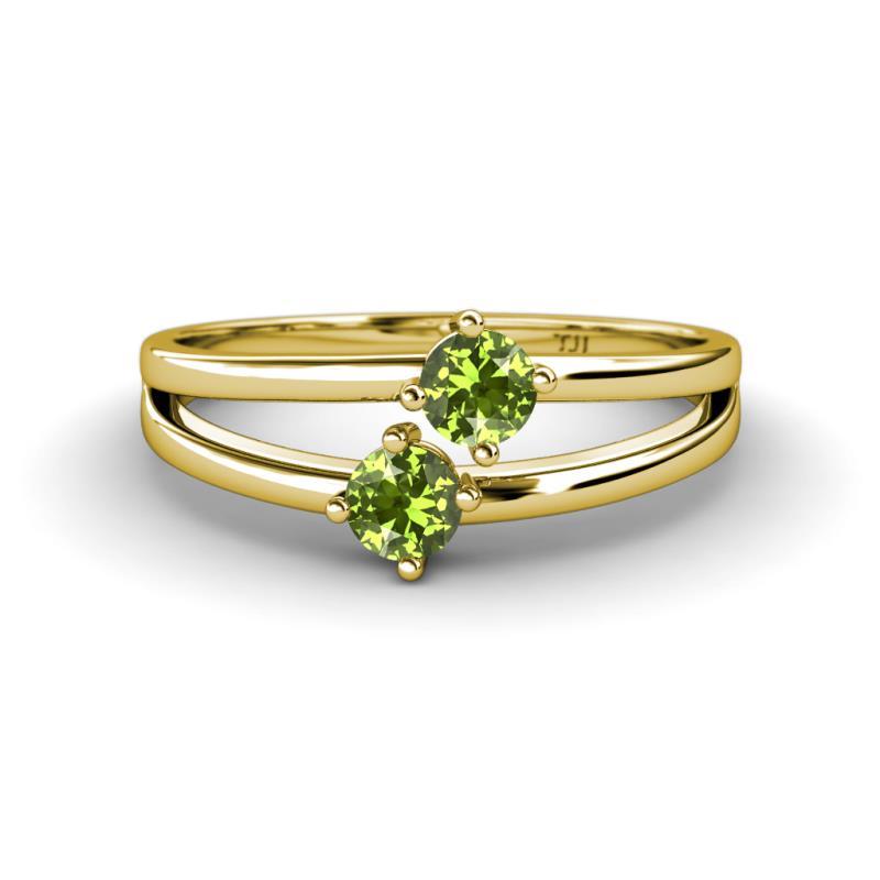 Ria 0.63 ctw (4.00 mm) Round Peridot Split Shank 2 Stone Engagement Ring 