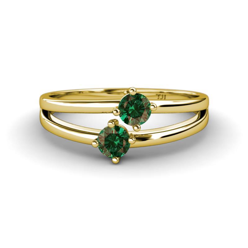 Ria 0.70 ctw (4.00 mm) Round Created Alexandrite Split Shank 2 Stone Engagement Ring 