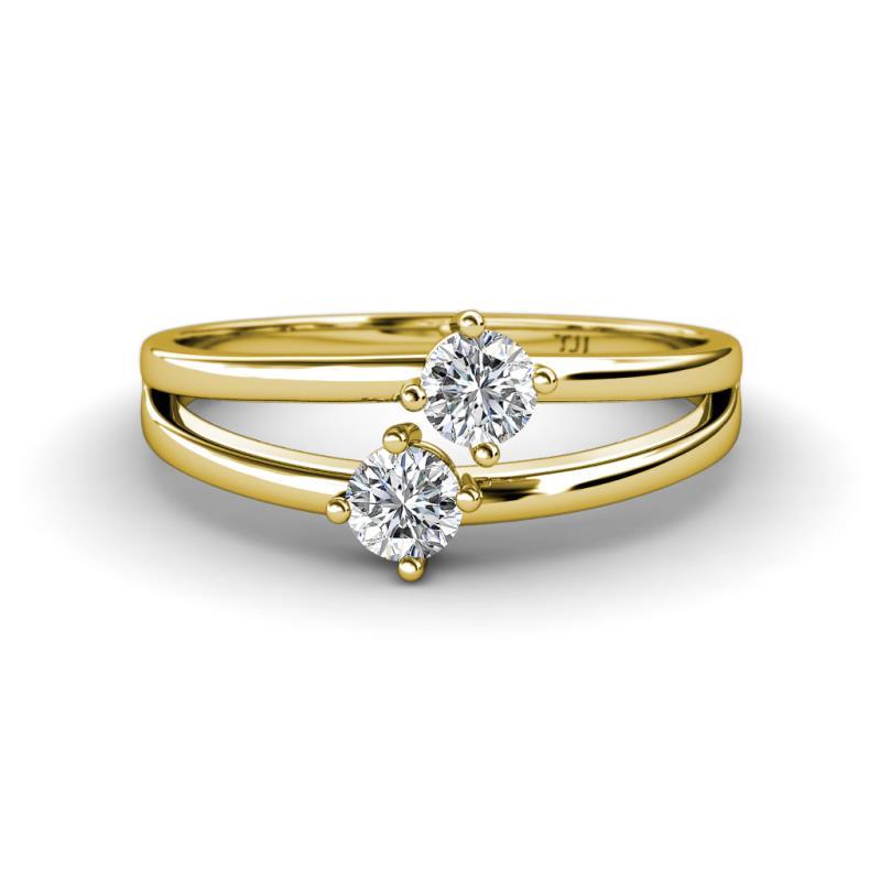 Ria 0.50 ctw (4.00 mm) Round Lab Grown Diamond Split Shank 2 Stone Engagement Ring 