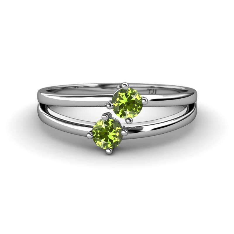 Ria 0.63 ctw (4.00 mm) Round Peridot Split Shank 2 Stone Engagement Ring 