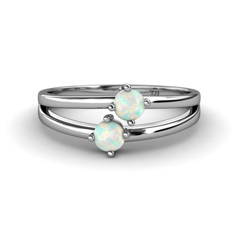 Ria 0.40 ctw (4.00 mm) Round Opal Split Shank 2 Stone Engagement Ring 