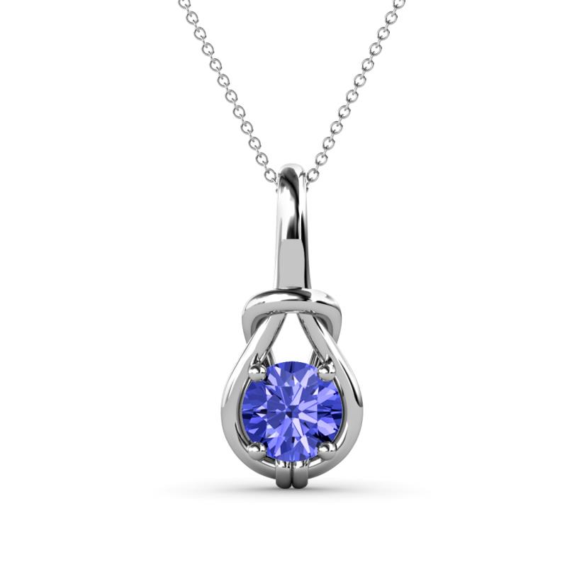 Caron 6.50 mm Round Tanzanite Solitaire Love Knot Pendant Necklace 