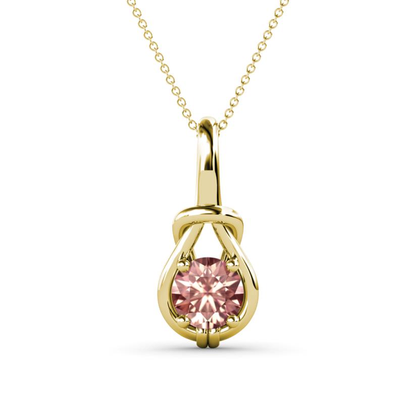Caron 6.50 mm Round Morganite Solitaire Love Knot Pendant Necklace 