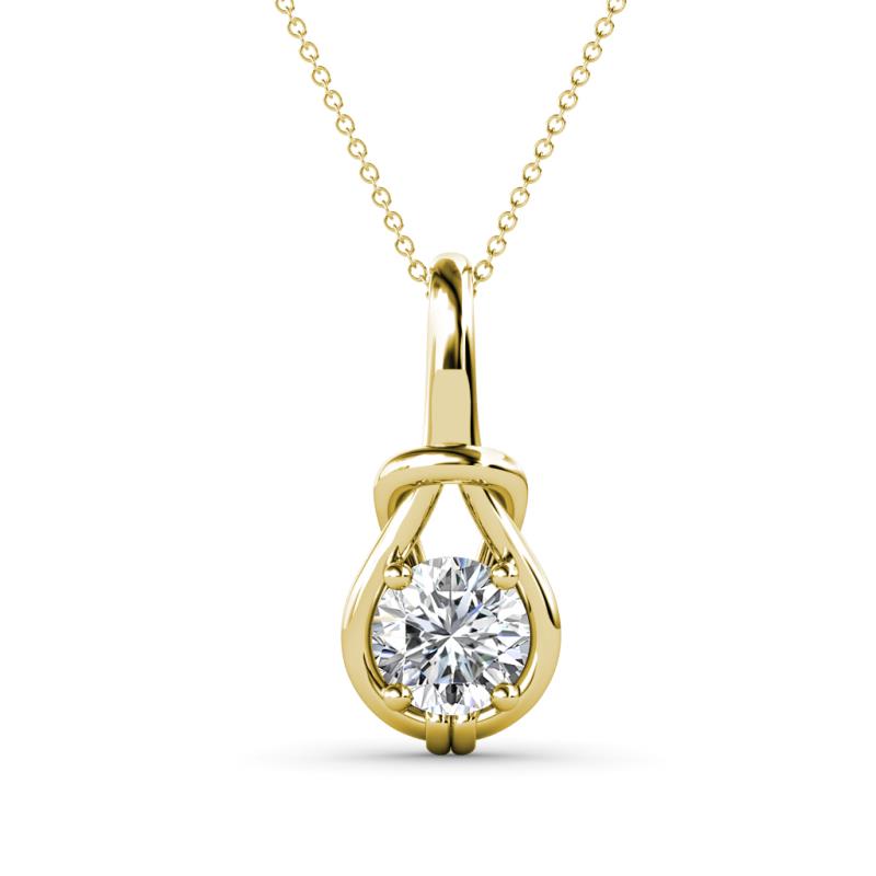 Caron 6.50 mm Round Lab Grown Diamond Solitaire Love Knot Pendant Necklace 