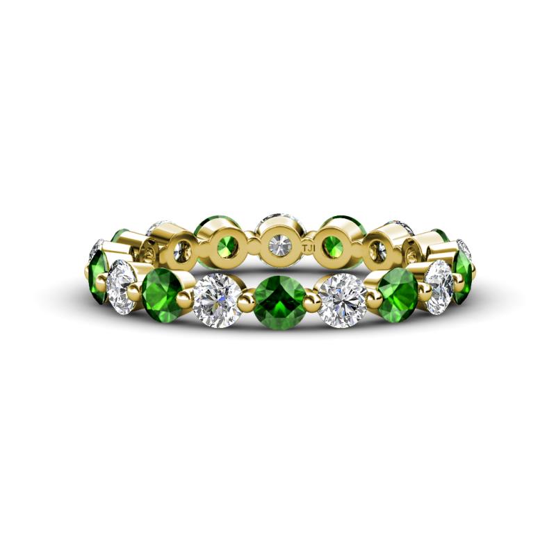 Valerie 3.50 mm Green Garnet and Diamond Eternity Band 