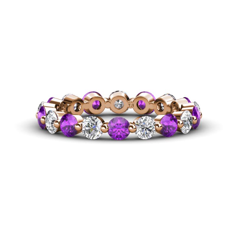 Valerie 3.50 mm Amethyst and Forever Brilliant Moissanite Eternity Band 