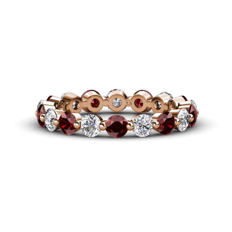 Valerie 3.50 mm Red Garnet and Forever Brilliant Moissanite Eternity Band 