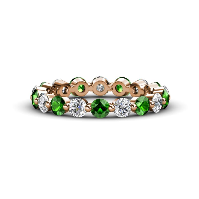 Valerie 3.50 mm Green Garnet and Forever One Moissanite Eternity Band 
