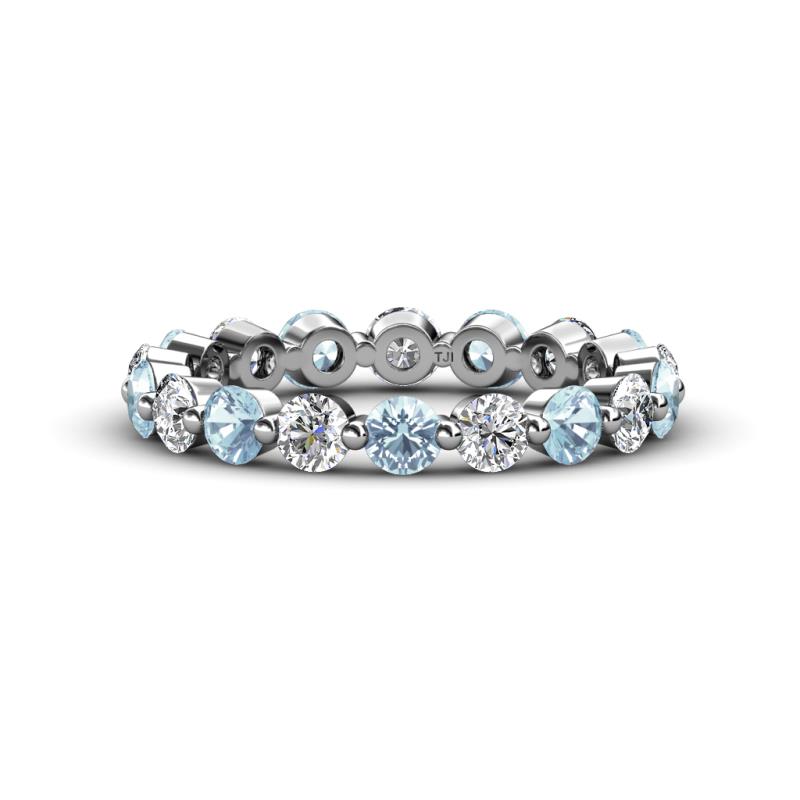 Valerie 3.50 mm Aquamarine and Forever One Moissanite Eternity Band 
