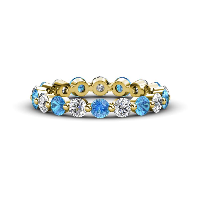 Valerie 3.50 mm Blue Topaz and Forever One Moissanite Eternity Band 