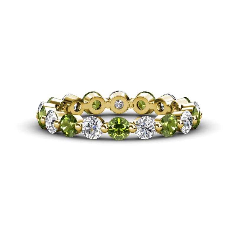 Valerie 3.50 mm Peridot and Forever One Moissanite Eternity Band 