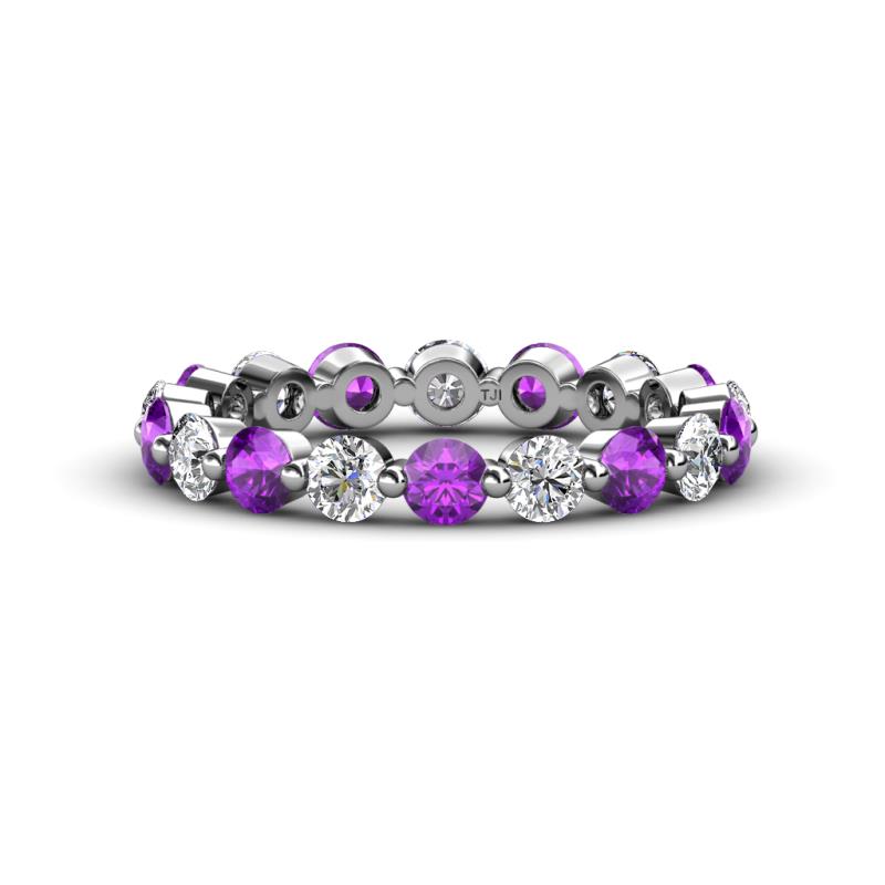Valerie 3.50 mm Amethyst and Forever One Moissanite Eternity Band 