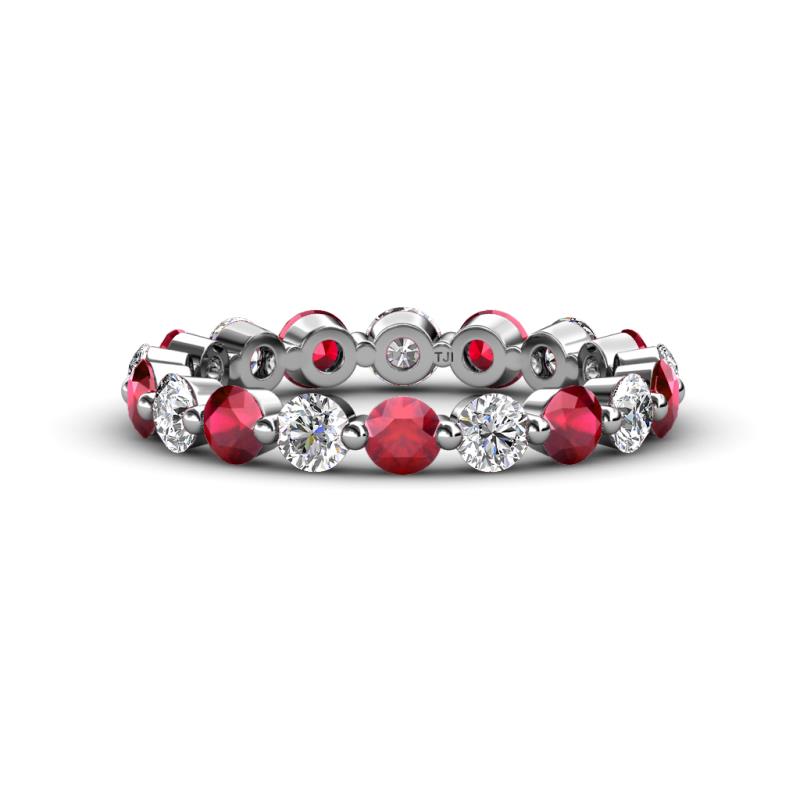 Valerie 3.50 mm Ruby and Forever One Moissanite Eternity Band 