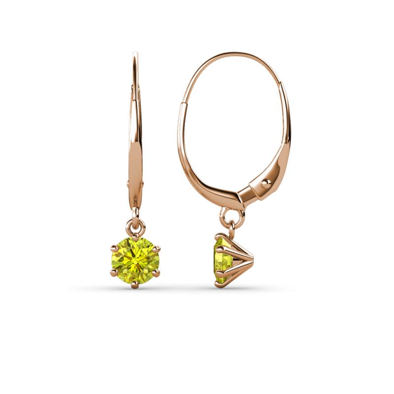 Calla Yellow Diamond (4mm) Solitaire Dangling Earrings 