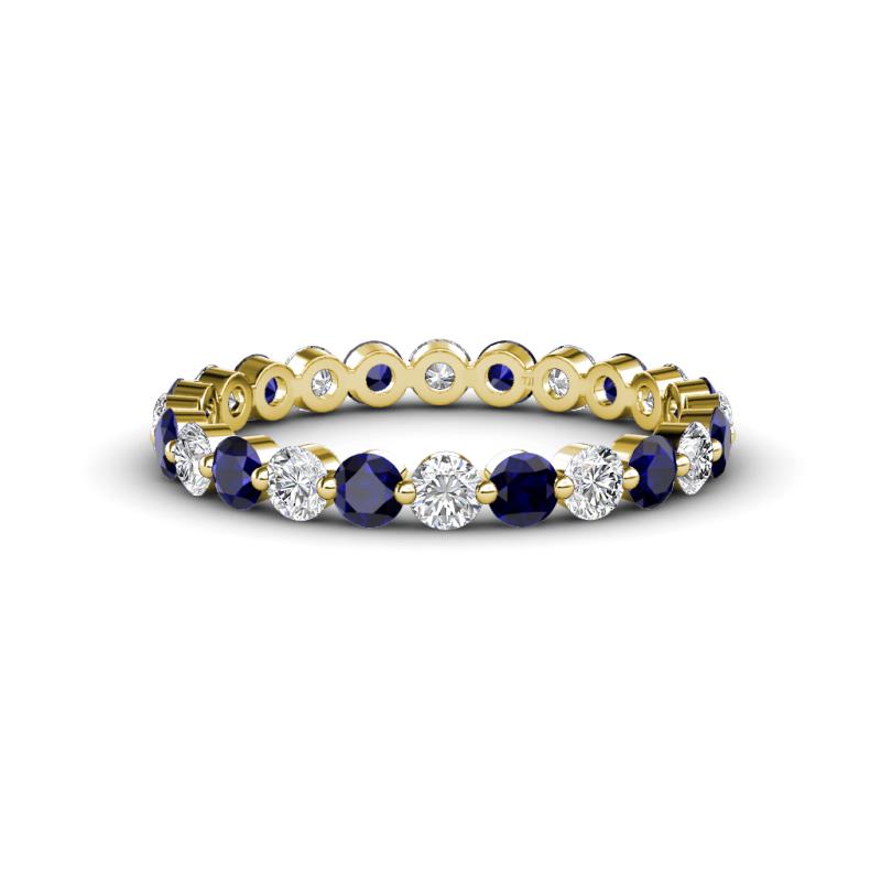 Valerie 3.00 mm Blue Sapphire and Forever Brilliant Moissanite Eternity Band 