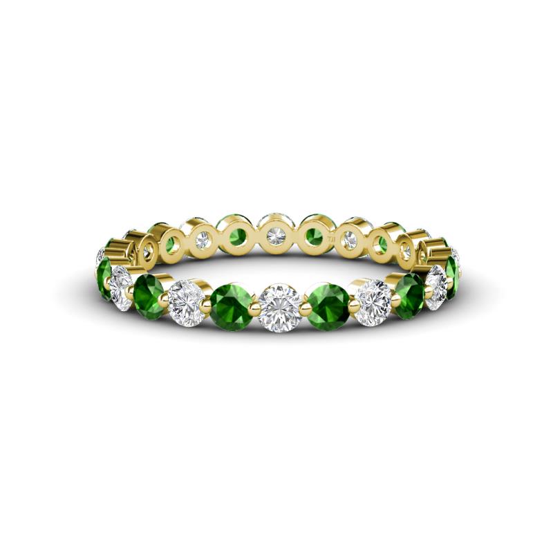 Valerie 3.00 mm Green Garnet and Forever Brilliant Moissanite Eternity Band 