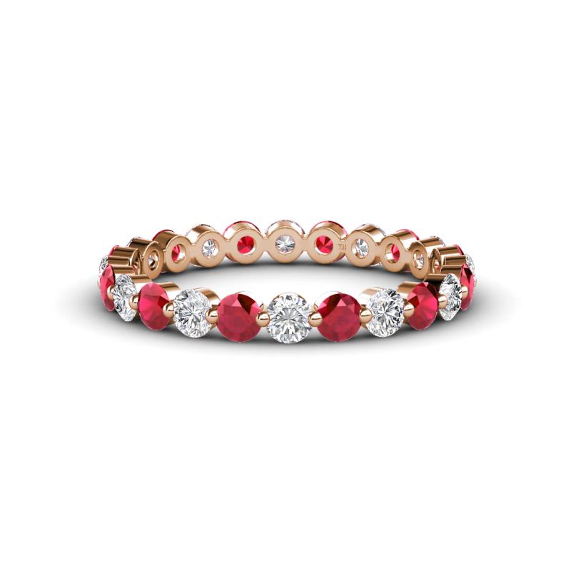 Valerie 3.00 mm Ruby and Forever Brilliant Moissanite Eternity Band 