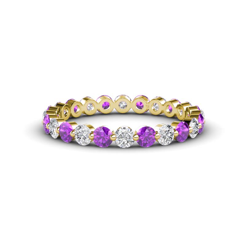 Valerie 3.00 mm Amethyst and Forever One Moissanite Eternity Band 