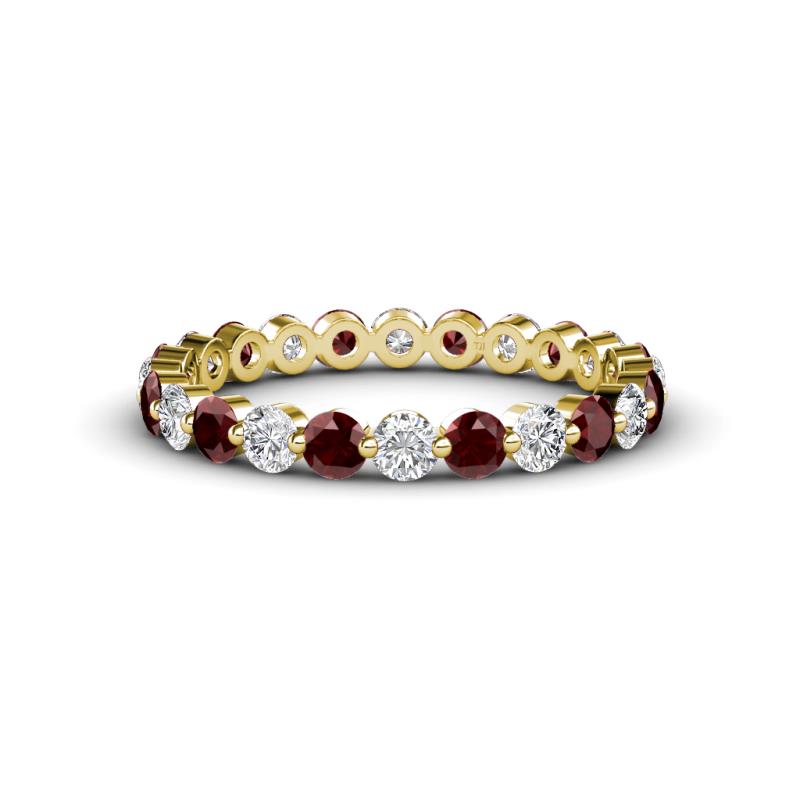 Valerie 3.00 mm Red Garnet and Forever One Moissanite Eternity Band 