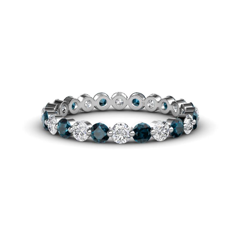 Valerie 3.00 mm Blue Diamond and Forever One Moissanite Eternity Band 