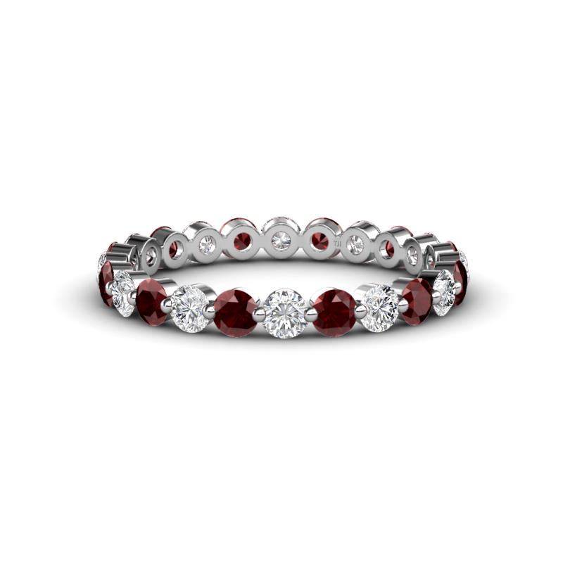 Valerie 3.00 mm Red Garnet and Forever One Moissanite Eternity Band 