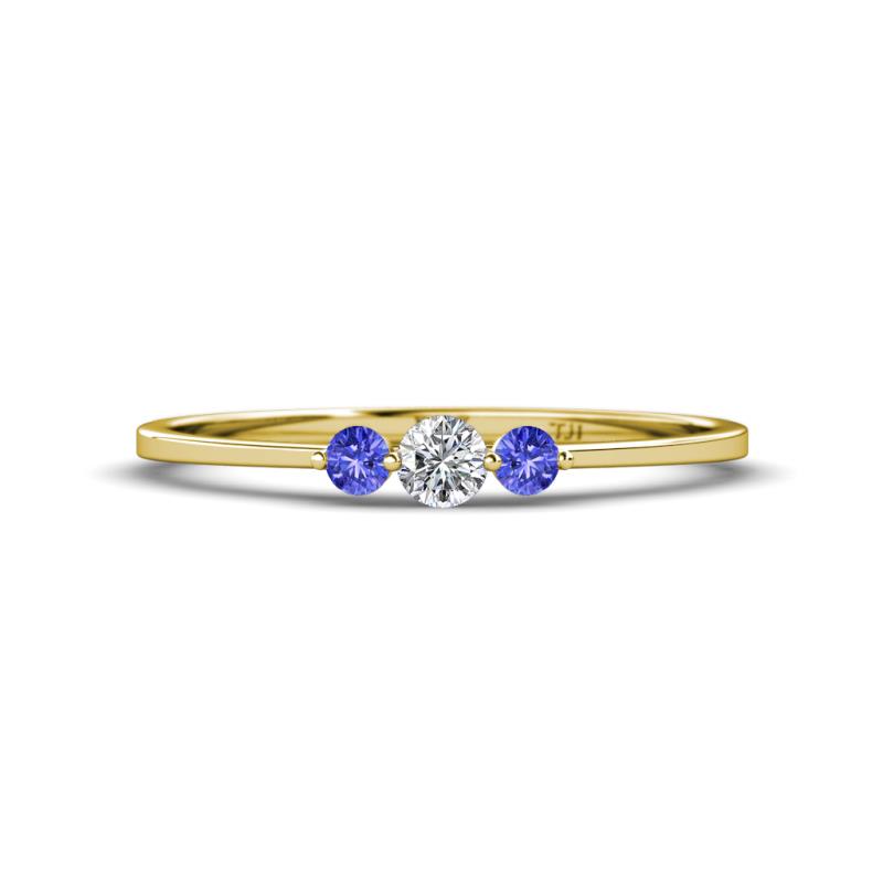 Shirley 3.50 mm Round Lab Grown Diamond and Tanzanite Three Stone Engagement Ring 